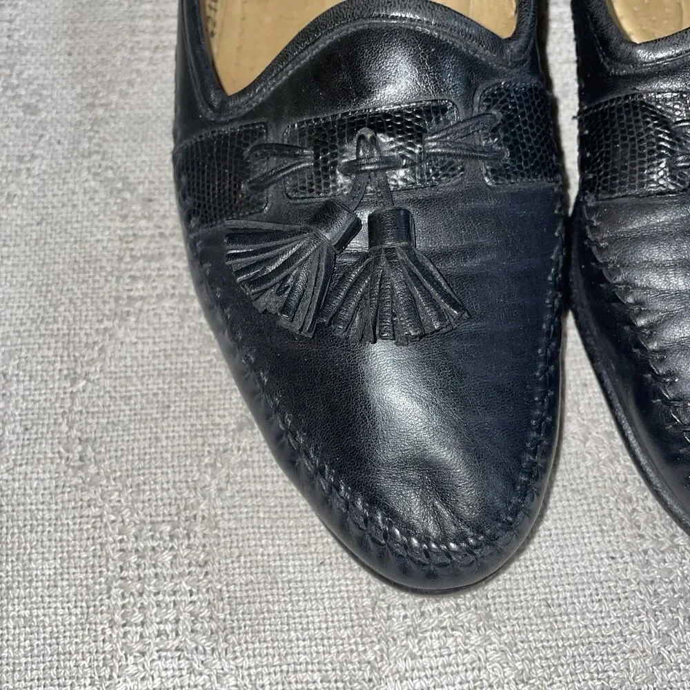 Santoni Italy Men’s Casual Loafers Size 10.5 D Black Leather Going Out Comfort